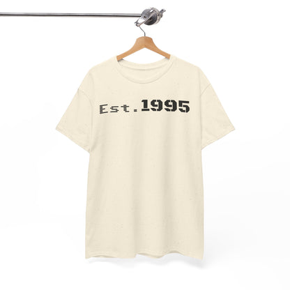 Unisex Heavy Cotton Tee - Est. 1995, Vintage Birthday Gift, Customizable Tee, Retro Unisex Shirt, Casual Everyday Wear