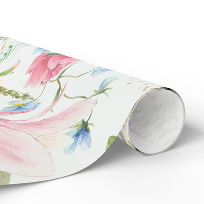 Floral Watercolor Wrapping Paper Roll — Pastel Flowers Gift Wrap for Mother's Day & Spring