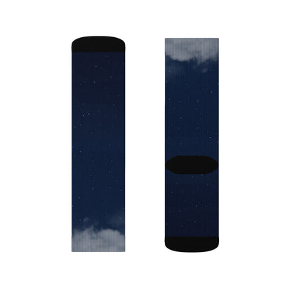 Night Sky Cloud Pattern Socks | Sublimation Crew Socks