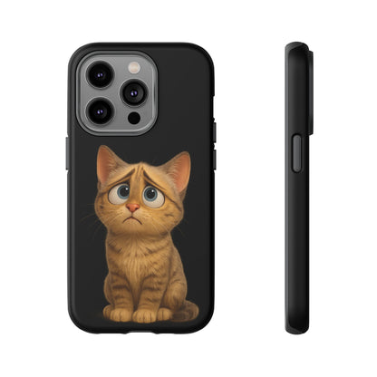 Cute sad kitty cat phone case for iPhone by Printify, featuring a protective design with a sad kitten illustration.