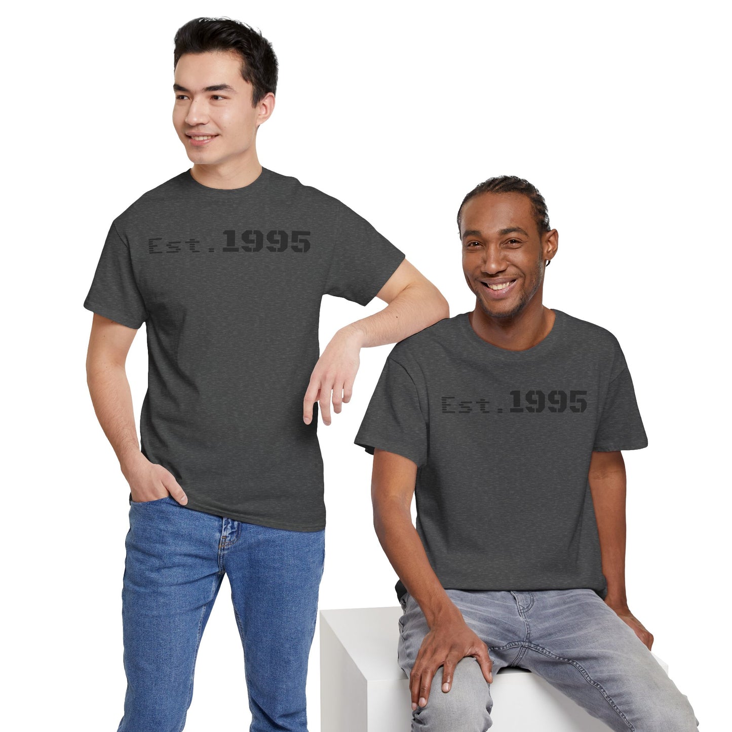 Unisex Heavy Cotton Tee - Est. 1995, Vintage Birthday Gift, Customizable Tee, Retro Unisex Shirt, Casual Everyday Wear