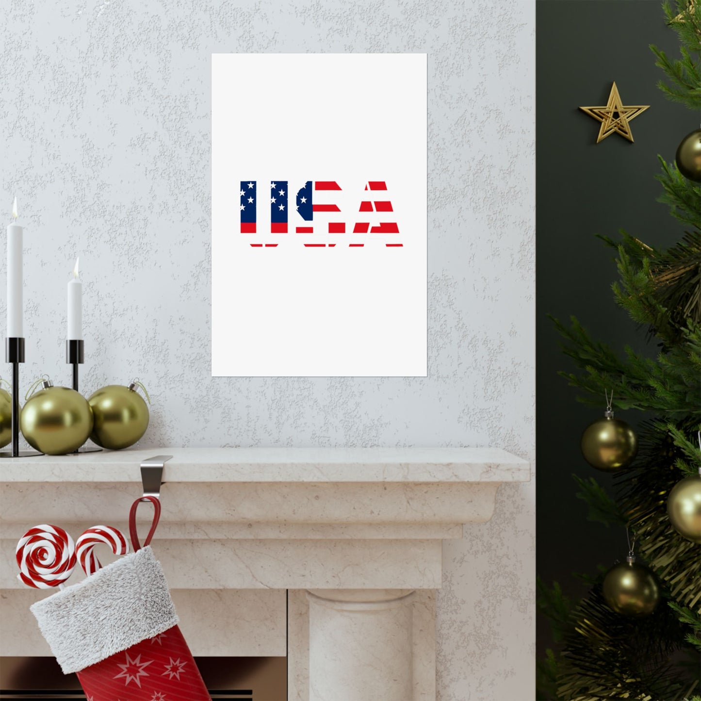 USA Patriotic Wall Art Poster, Red White Blue Home Decor, Fourth of July Decoration, American Flag Art, Independence Day Gift